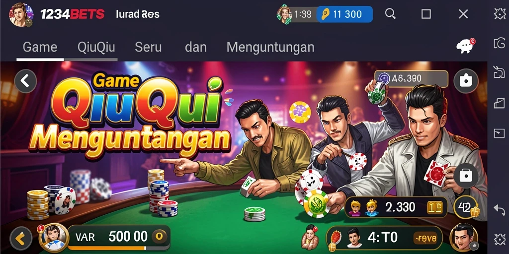 Tampilan gameplay QiuQiu yang seru di 1234BETS.