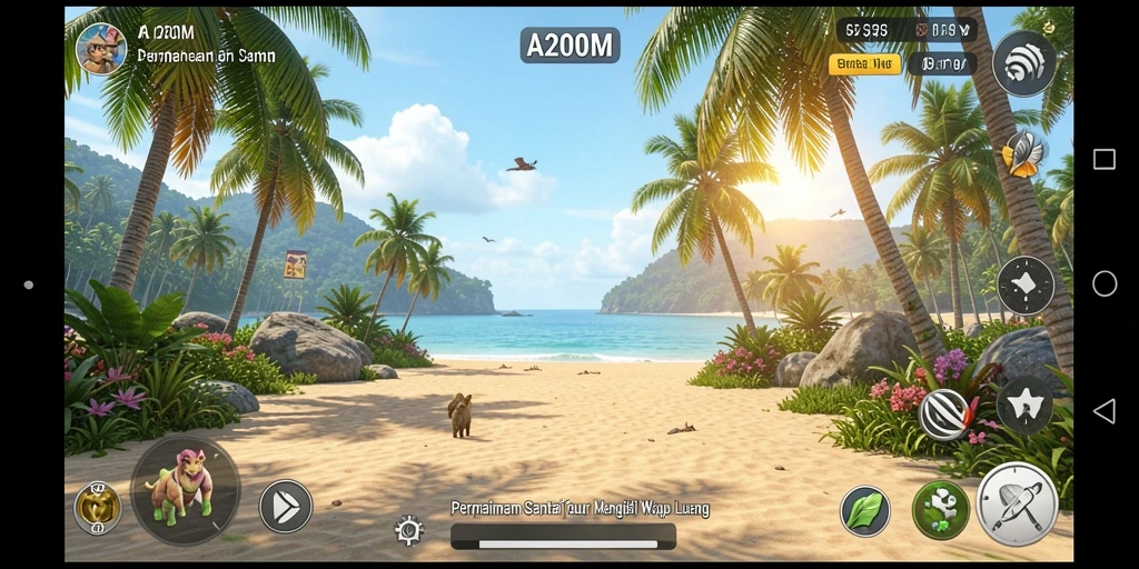 Tampilan gameplay menyenangkan di A200M dengan berbagai level yang menarik.