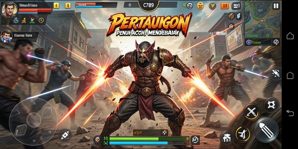 Screenshot gameplay C789 menampilkan pertarungan aksi yang seru dan dinamis.