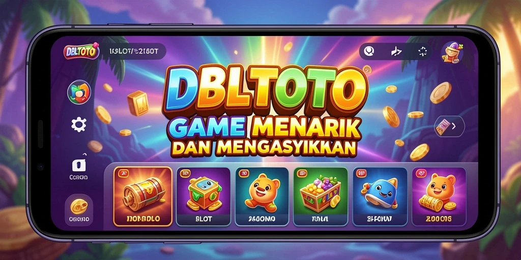 Gameplay seru dalam aplikasi Slot DBLTOTO yang menampilkan gulungan dan simbol menarik.