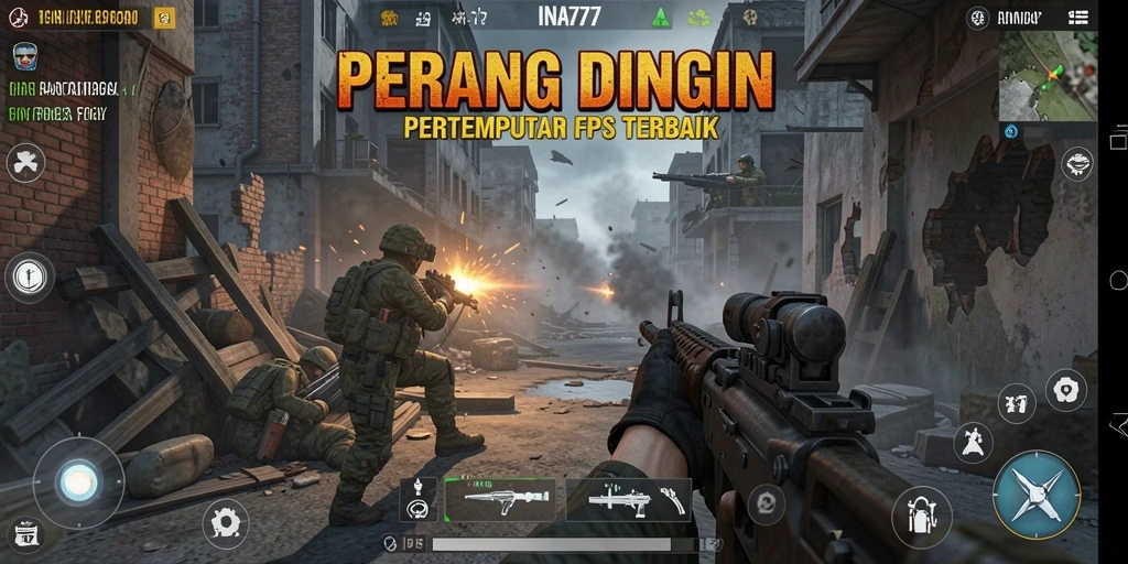 Tampilan menarik dari gameplay FPS INA777 yang intens.