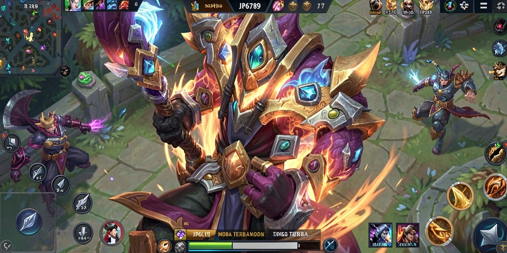 Tampilan gameplay seru dalam JP6789 dengan aksi MOBA yang intens.