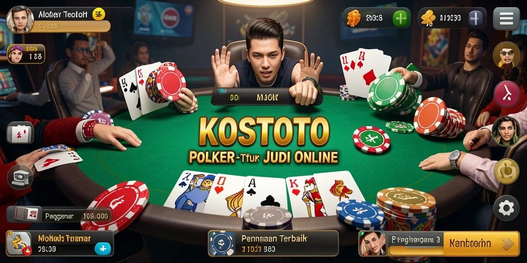 Tampilan gameplay Poker yang seru dan interaktif di KOSTOTO.