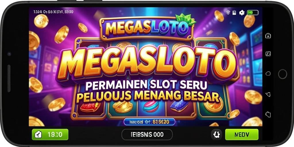 Tampilan gameplay MEGASLOTO yang penuh warna dan menarik.