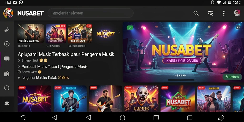 Screenshot NUSABET menampilkan antarmuka pengguna yang menarik dengan fitur musik.