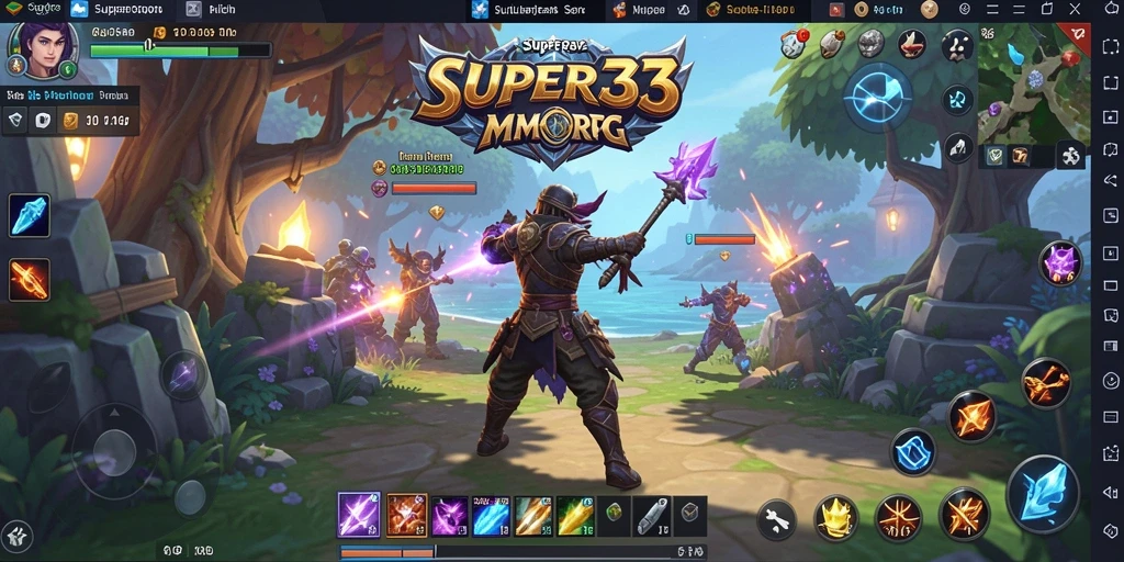 Tampilan screenshot SUPER33 dengan aksi pertempuran yang intens dalam MMORPG.